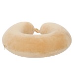 VIAGGI U Shape Round Memory Foam Soft Travel Neck Pillow for Neck Pain Relief Cervical Orthopedic Use Comfortable Neck Rest Pillow - Coffee